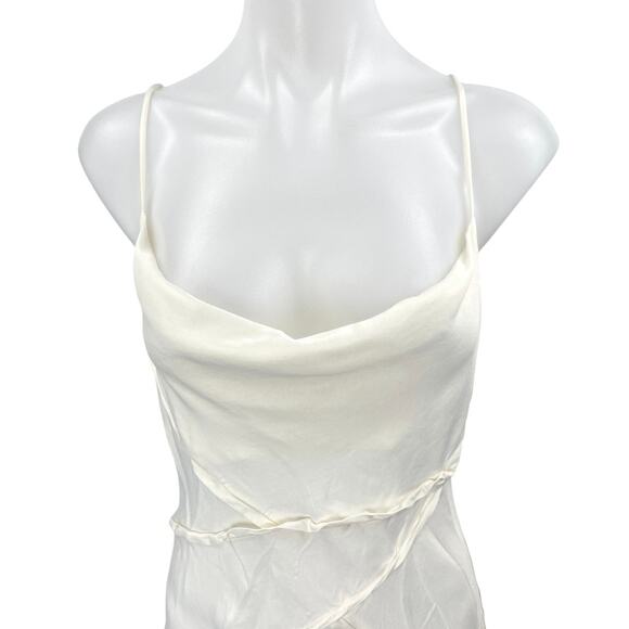 Zara White Ivory Sleeveless Cowl Neck Cami Camisole Tank Midi Slip Dress Size S - Picture 3 of 5
